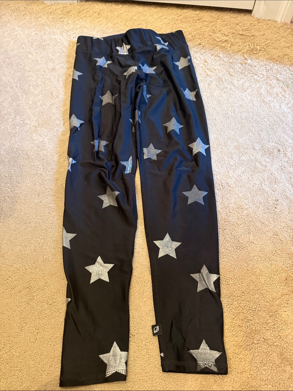 Terez Black Leggings with Silver Star Print